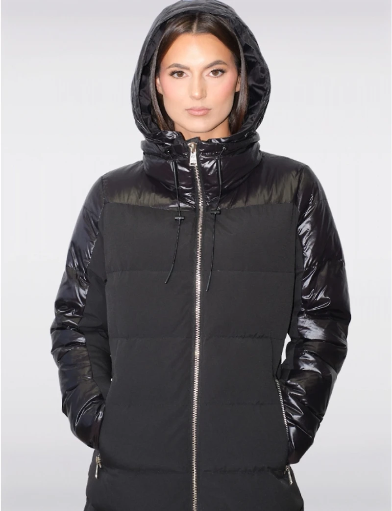 Manteaux | La maison du Manteau au Québec Elegant Matelassé Cintré en Duvet avec Capuche Attache?e par Sicily