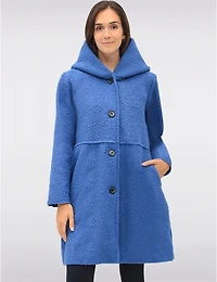 Manteaux | La maison du manteau au Québec Cardigan Bouclée Boutonnée Longue avec Capuche Intégrée et Poches par Froccella