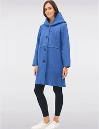 Manteaux | La maison du manteau au Québec Cardigan Bouclée Boutonnée Longue avec Capuche Intégrée et Poches par Froccella