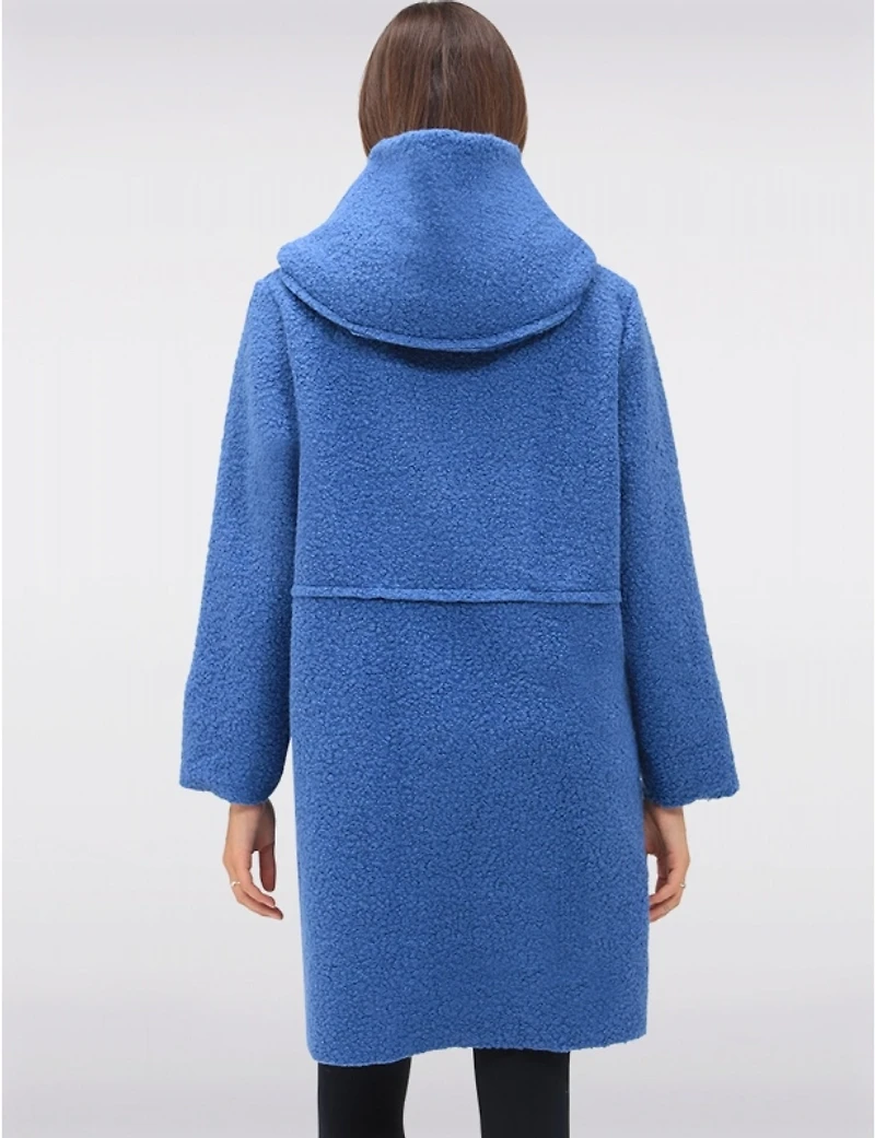 Manteaux | La maison du manteau au Québec Cardigan Bouclée Boutonnée Longue avec Capuche Intégrée et Poches par Froccella