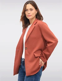 Blazer à Coupe Ajustée Revers Cranté & Poches à Rabat Décoratives par Froccella