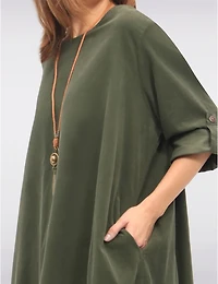 Manteaux | La maison du manteau au Québec Robe en Velours avec Manches 3/4 Boutons Latéraux Collier & Poches par Froccella