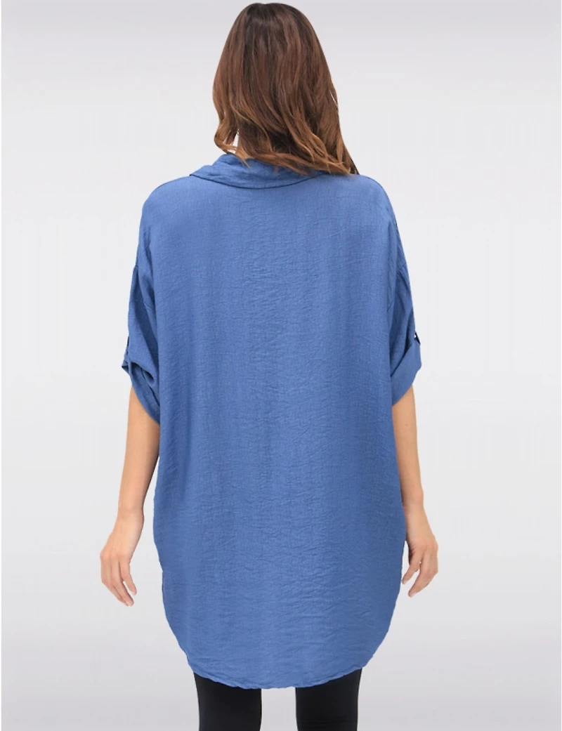 Manteaux | La maison du manteau au Québec Blouse Asymétrique à Boutons avec Appliqué Floral et Manches 3/4 par Froccella