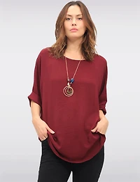 Manteaux | La maison du manteau au Québec Haut Uni Chic Décontractée avec Manches Dolman & Collier Assorti Froccella