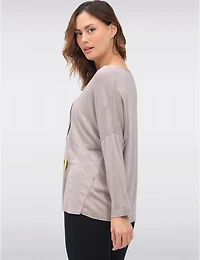 Manteaux | La maison du manteau au Québec Haut Tricoté en Mélange de Laine avec Col V & Motif Cœur Métallisé par Froccella