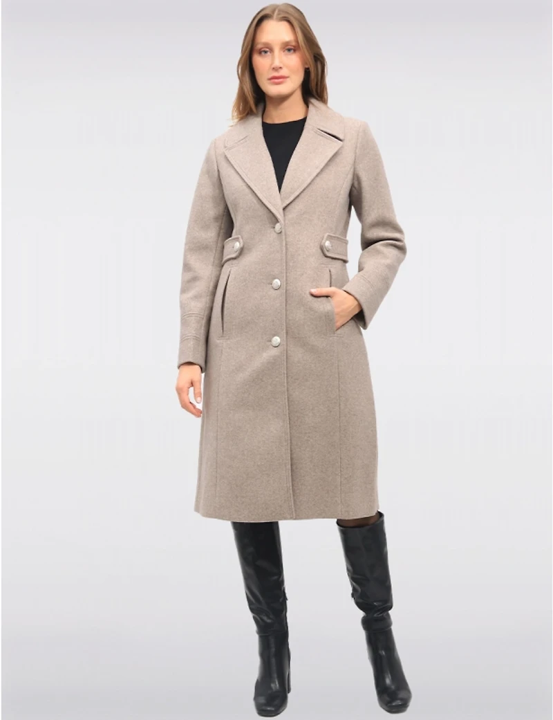 Manteau effet laine Saki, col tailleur – Offres Black Friday