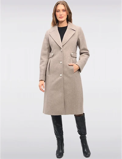 Manteau effet laine Saki, col tailleur – Offres Black Friday