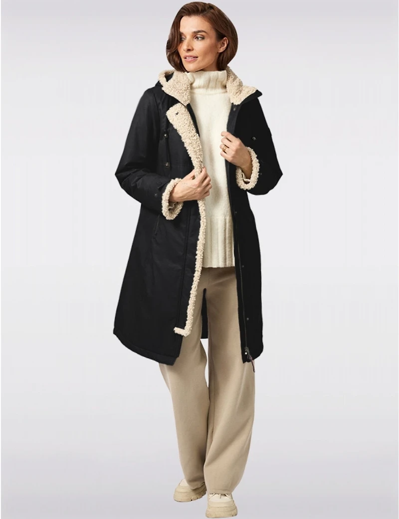 Manteaux | La maison du Manteau au Québec Maxi Chic Résistant À l'Eau Avec Capuche et Bordure Sherpa par Frandsen