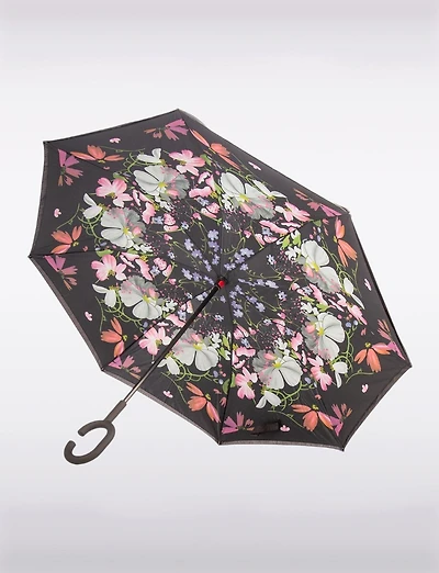 Parapluie Inversé Imperméable Anti-uv Avec Toile Imprimée & Poignée En C
