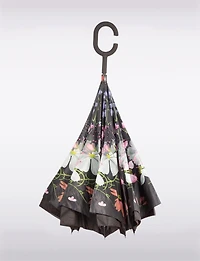 Parapluie Inversé Imperméable Anti-uv Avec Toile Imprimée & Poignée En C