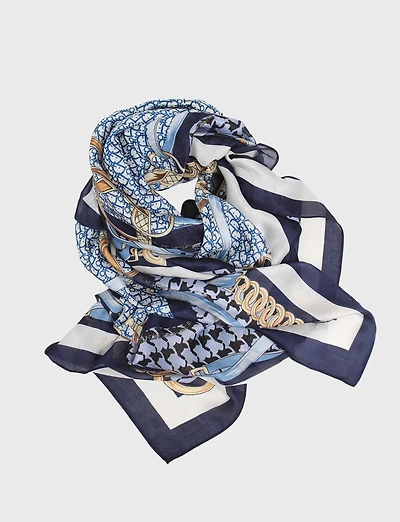 Foulard Oblong Luxueux à Imprimés Multiples avec Finition Soyeuse