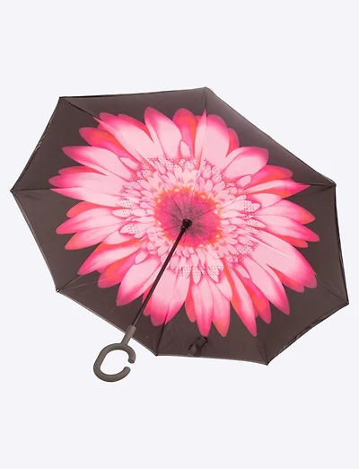 Parapluie Rose Polyvalent Floral Qui S'ouvre À L'envers Par Up-Brella