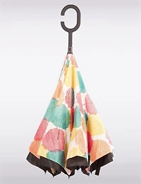 Parapluie Réversible Polyvalent Toutes Saisons avec Motif de Feuilles Multicolor