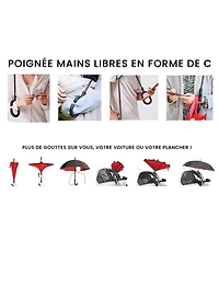 Parapluie Réversible Polyvalent Toutes Saisons avec Motif de Feuilles Multicolor