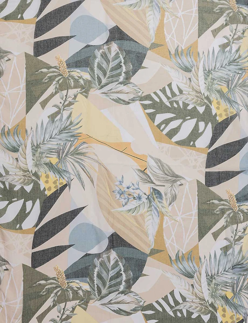 Foulard Oblong Imprimé Tropical avec Motifs Floraux et Feuilles de Palmier