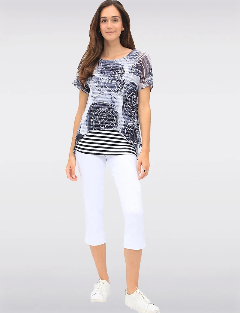 Blouse Transparente À Motif Floral Avec Insertion Rayée Par Today’s Designers