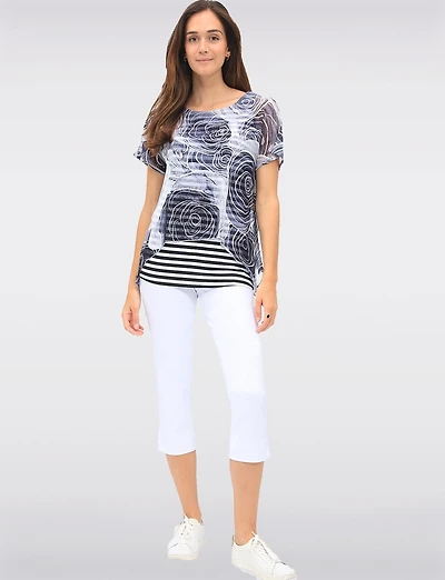 Blouse Transparente À Motif Floral Avec Insertion Rayée Par Today’s Designers