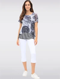 Blouse Transparente À Motif Floral Avec Insertion Rayée Par Today’s Designers