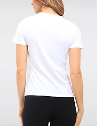 Haut Manches Courtes avec Imprimé Abstrait & Détails en Strass par Beta's Choice