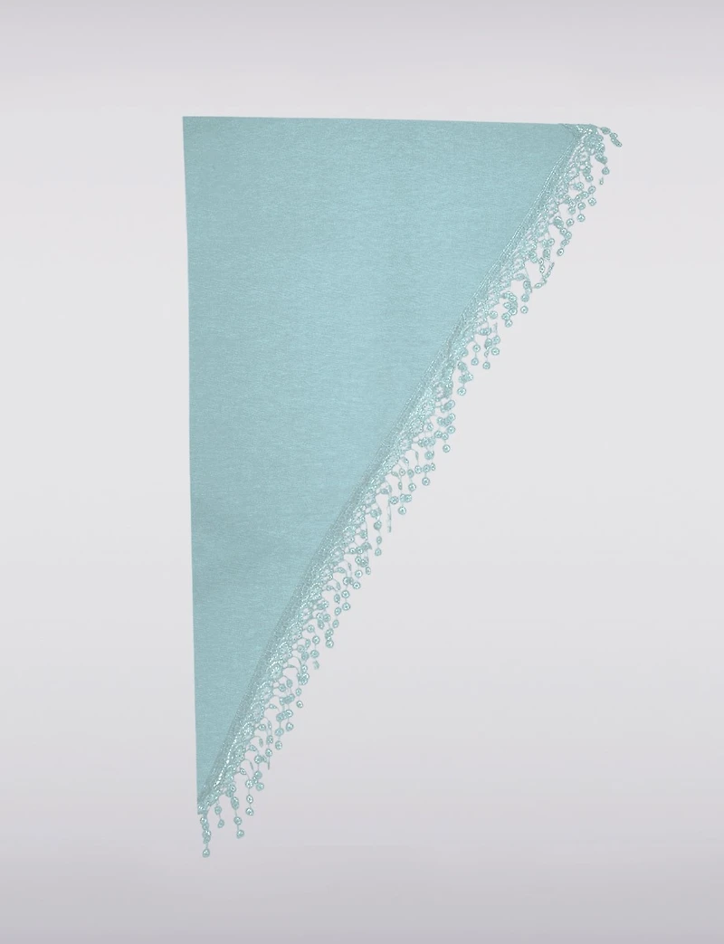 Foulard Triangulaire Luxueux et Doux avec Franges en Dentelle par Saki