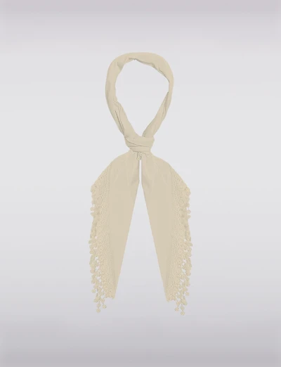Foulard Triangulaire Luxueux et Doux avec Franges en Dentelle par Saki