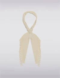 Foulard Triangulaire Luxueux et Doux avec Franges en Dentelle par Saki