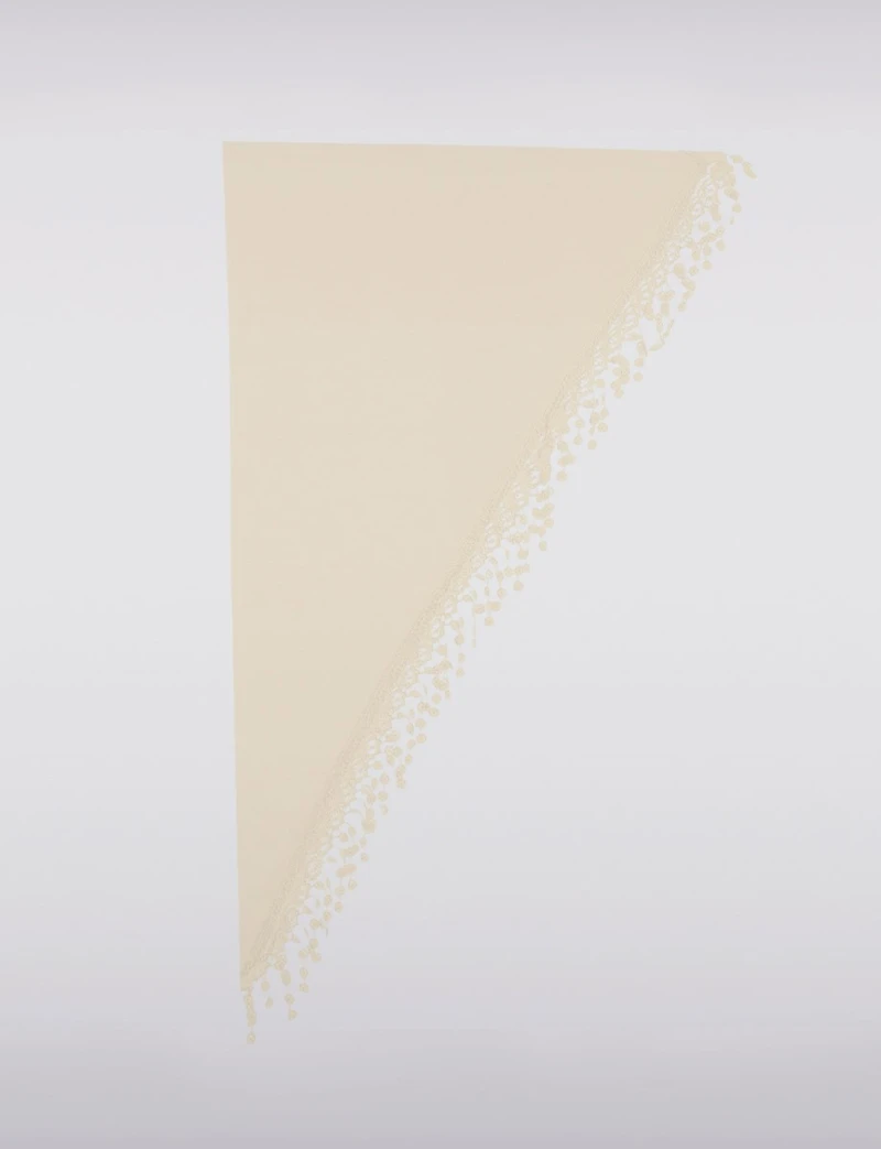 Foulard Triangulaire Luxueux et Doux avec Franges en Dentelle par Saki
