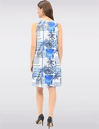 Robe Sans Manches à Imprimé Tropical Ouverture au Dos & Poches par Tango Mango