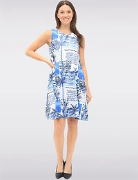 Robe Sans Manches à Imprimé Tropical Ouverture au Dos & Poches par Tango Mango