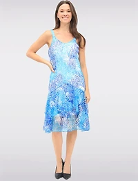 Robe Doublée Sans Manches en Dentelle Imprimée à Deux Niveaux par Tango Mango