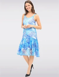 Robe Doublée Sans Manches en Dentelle Imprimée à Deux Niveaux par Tango Mango