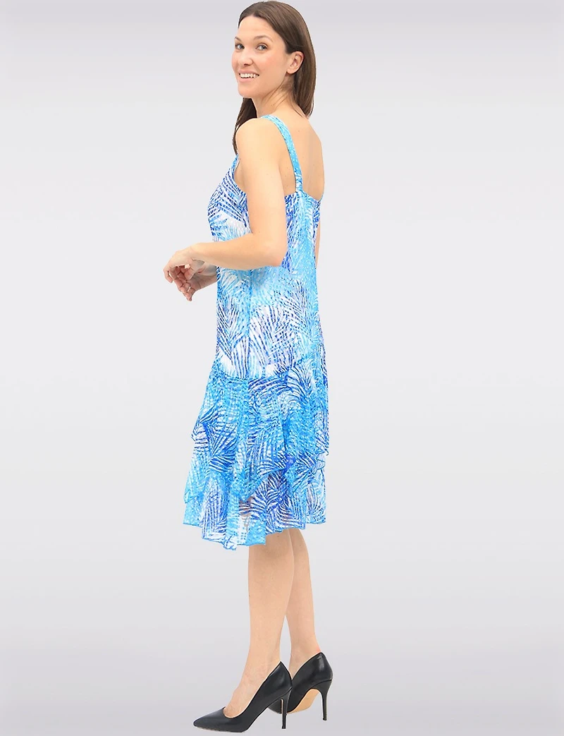 Robe Doublée Sans Manches en Dentelle Imprimée à Deux Niveaux par Tango Mango