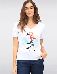 Haut Coton V-Col Strass par Orly