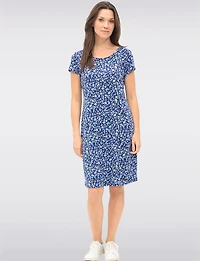 Robe Évasée Fluide à Imprimé Floral Manches Courtes et Tissu Extensible par GWV