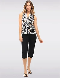 Haut Sans Manches Fluide à Encolure en V Noué & Imprimé Floral Abstrait par GWV