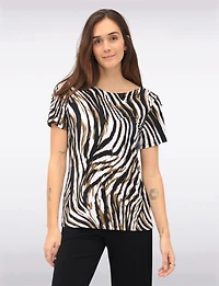 Haut Manches Courtes Motif Vague par Amani Couture