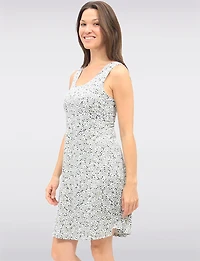 Robe Évasée à Fleurs Sans Manches Extensible à Longueur Genou par Amani Couture