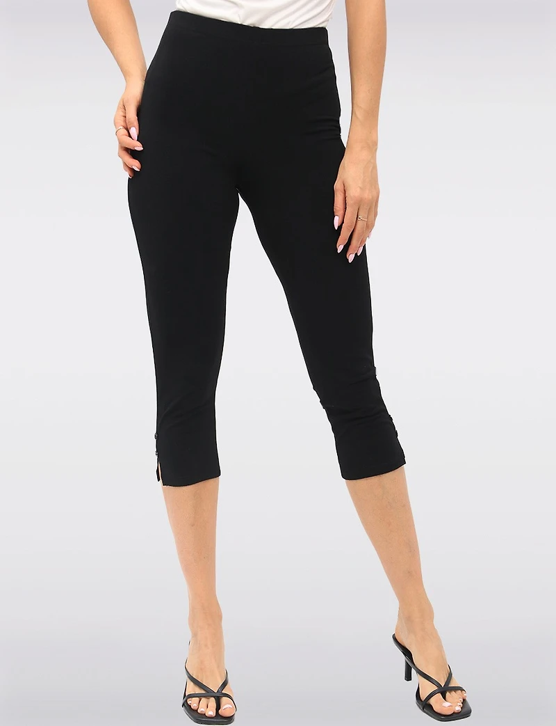 Legging Capri À Taille Élastique & Fentes Latérales Boutonnées par Amani Couture