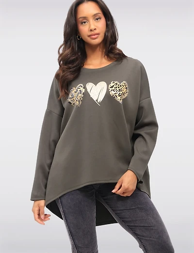 Tunique Bas Haut Cœurs Dorés par Froccella