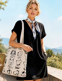 Sac fourre-tout en toile léger et écologique avec adorable motif chien