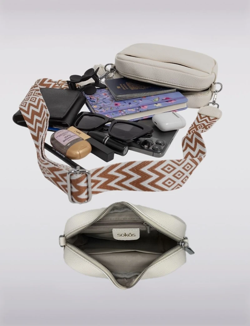 Kate Sac À Main Cuir Végane Sangle Interchangeable Poches Zippées & Boutonnées