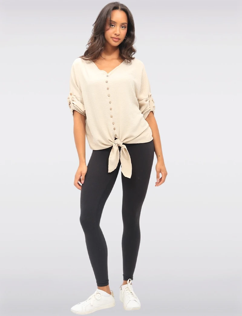 Blouse V-Crêpée à Noeud par Froccella