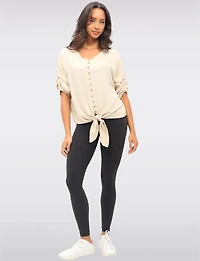 Blouse V-Crêpée à Noeud par Froccella