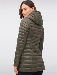 Manteau Long Végan Matelassé en Eco-duvet Ultraléger avec Capuche par Point Zero