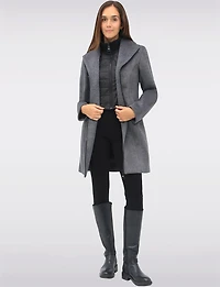 Manteau Végan Zippé avec Plastron Matelassé Col à Revers & Poches par Point Zero