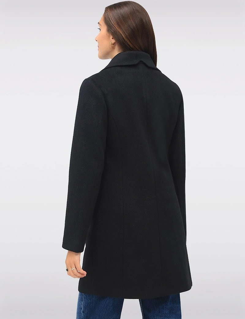 Manteau Végan Zippé avec Plastron Matelassé Col à Revers & Poches par Point Zero