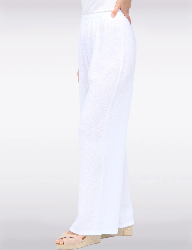 Pantalon Décontracté à Jambe Large en Mélange Coton-Lin par Froccella