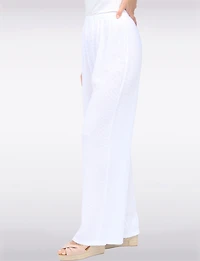 Pantalon Décontracté à Jambe Large en Mélange Coton-Lin par Froccella