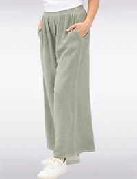 Pantalon Décontracté à Jambe Large en Mélange Coton-Lin par Froccella