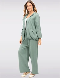 Pantalon Large en Coton Texturé avec Taille Élastique & Poches par Froccella